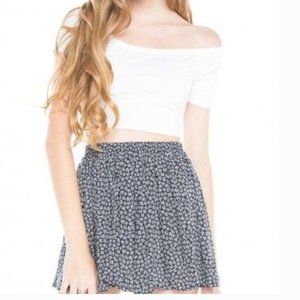BRANDY MELVILLE OS Navy and White Floral Skirt